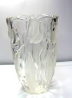 Glass Vase 7 3/4 in Tall Tulip/Satin/ Sawtooth Heavy Clear / Translucent