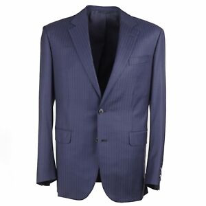 Zilli Classic-Fit Dark Blue Shadow Stripe Extrafine Wool Suit 40R (Eu 50) NWT