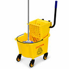 26 Quart Commercial Mop Bucket Side Press Wringer on Wheels House Cleaning