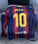 Nike F.C. Barcelona 2020/21 Messi Stadium Home Men's Long Sleeve Jersey - M