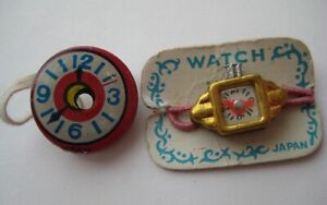 VINTAGE Old Tin Litho RING WATCH Gumball Prize Premium~Cracker Jack LOT