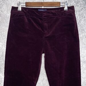 Old Navy Pixie womens velvet pants size 10 TALL stretch mid rise tapered purple