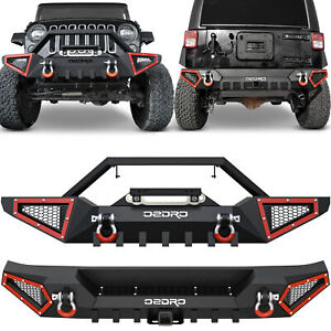 OEDRO Front / Rear Bumper for 2007-2018 Jeep Wrangler JK Unlimited w/Winch Plate (For: Jeep)