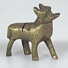 Miniature Dog Goat Metal Figurine Place card Holder Slot Back Vintage Brass G1