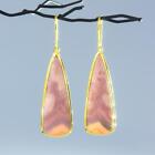 Earrings 18K Gold Vermeil Sterling Silver Lace Agate Cabochon 10.45 g