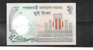 BANGLADESH #52a 2011 UNCIRCULATED 2 TAKA BANKNOTE PAPER MONEY CURRENCY BILL NOTE