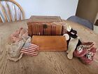 Antique Wood Box With Baby Shoes Etc American Flag 44 Stars 1896 Sycamore 1893