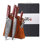 7Pcs TURWHO Chef Knife Japanese VG10 Damascus Steel Santoku Kitchen Knife Block