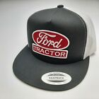 Ford Tractor Flat Brim Baseball Cap Embroidered Ford Patch Mesh Snapback Gray