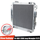 3 Row Aluminum Radiator For 1987-2006 Jeep Wrangler YJ TJ 2.4L 2.5L 4.0L L4 L6 (For: Jeep Wrangler)