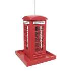 British Phone Box Bird Feeder - Hanging Red Phone Booth Lawn Ornament Decor