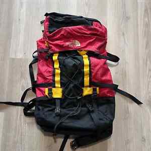 Men's Vintage The North Face Red Yellow Black Outdoor Hiking Backpack Bag VTG