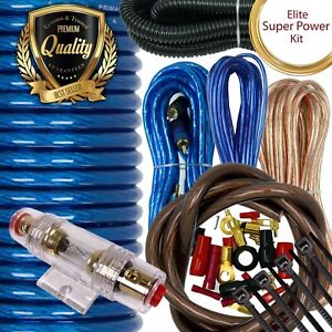 SX 4 Gauge Amp Kit Amplifier Install Wiring Complete 4 Ga Car Wires BlUE  4000W