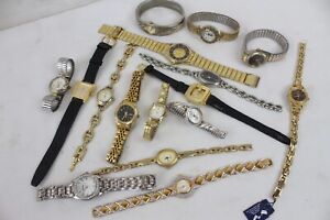16 Vintage Ladies Wristwatch Watch Lot Gold Tone Milan Guess L.E.I Mathey Tisset