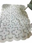 Vintage Hand Quilted Broken Double Wedding Ring Quilt White Thin Cotton Cutter