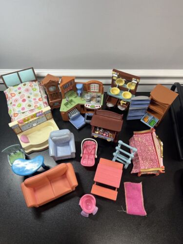 Fisher Price Loving Family Dollhouse Furniture Lot 16 pc. Excellent Condition