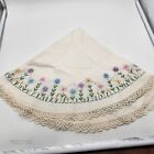 Vintage White Hand Embroidered table cloth 32