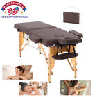 84''L Massage Table Bed Facial Spa Bed Adjustable Portable Salon 2-Fold Coffee