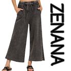 SIZE S-XL ZENANA ASH BLACK MINERAL WASHED FRENCH TERRY WIDE LEG PANTS/CROP BHCS