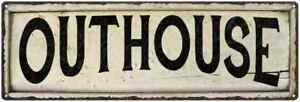 OUTHOUSE Farmhouse Style Wood Look Sign Gift   Metal Decor 106180028236