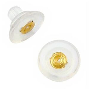 9.5mm 18K SOLID YELLOW GOLD BUTTERFLY WITH SILICON EARRINGS STOPPER A PAIR
