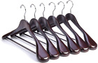 Wooden Extra Wide Suit Jacket Hangers 6 Pack Mahogany Shirt Clothes Wood Hanger