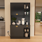 71'' Kitchen Pantry w/Power Outlet Pantry Buffet Cabinet with Adjustable Shelves
