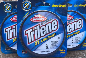 Berkley Trilene XT Extra Tough 6# fishing line CLEAR Lot Of 3 Spools (990 Yards)