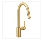 New ListingMOEN Align Single-Handle Pull-Down Sprayer Kitchen Faucet Brushed Gold