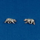 925 Sterling Silver Grizzly Bear Post Earrings - Black Bear Stud Earrings NEW
