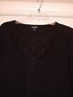 Torrid Stretch Black Short Sleeve Top with Lace Neckline Size 1