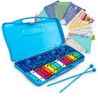 25 Notes Kids Glockenspiel Chromatic Metal Xylophone w/ Blue Case and 2 Mallets
