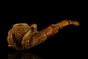 Eagle claw Meerschaum Pipe brown handmade tobacco smoking pfeife  海泡石 with case