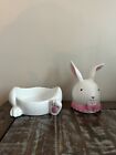 Yankee Candle Easter Bunny Rabbit Head + Feet Jar Candle Holder Topper/ Base Set
