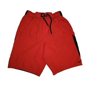 Nike Swim Trunks Mens Small S Drawstring Pockets Lined Red Black