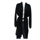 Cashmere Blend | Long Coat | Sash | B+ Quality| 2 Ply Knit| | Open | Black | XL