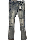 Men's Switch  Distressed stretched Jeans with Rips - ICE BLUE STACK STYLES SS463