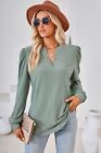 Womens Notched Long Sleeve T-Shirt CHOOSE COLOR! Small, Med, Large, X-Large, 2XL