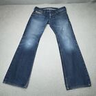 Diesel Jeans Men 34x32 Blue Zantiny Bootcut Button Fly Stretch Whiskers Faded