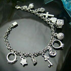 Silver Plated Fashion Women Charm pendant Beautiful Bracelet chain Lab-Created