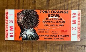 1983 Orange Bowl Ticket - Full Ticket - Nebraska Cornhuskers Vs LSU Tigers!