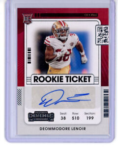 New ListingDeommodore Lenoir auto card 2021 Panini Contenders rookie ticket RC NM 49ers