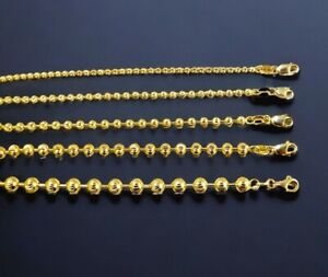 14K Yellow Gold 1.7mm-5mm Solid Round Ball Bead Chain Bracelet All Sizes Real