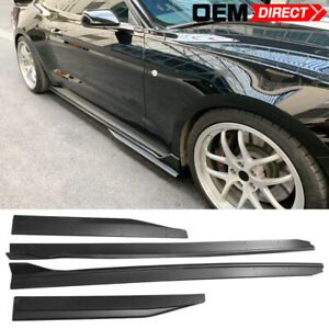 Fits 15-23 Ford Mustang GT500 Style Matte Black Side Skirts Bottom Line 4PCS
