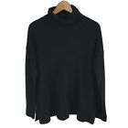 Magaschoni Sweater Womens Medium Cashmere Funnel NeckTunic Black Oversized