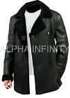 Men's Real Leather Fur Coat Genuine Lambskin Leather Long Shearling Jacket Coat