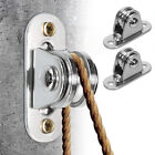 2 Sets Small Pulley Block Stainless Steel Sliding Cable Wheel Rope for Moving