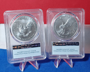 2021 American Silver Eagles Type 1 and Type 2 Both Flag PCGS MS70 FirstStrike