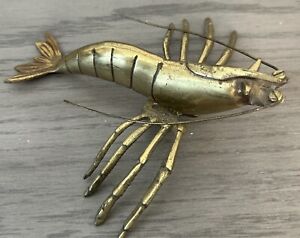Vintage Brass Shrimp Crawdad Figure 8” Nautical Ocean Decor