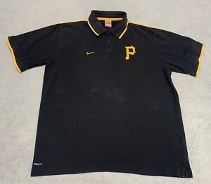 Nike Team Fit Dry MLB Pittsburgh Pirates Mens Polo Shirt Large Black Gold